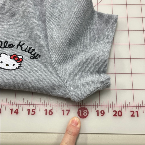 HELLO KITTY by Sanrio Polo Johnny Collar Stretch Rib Knit Grey Short SL Dress XL - Picture 15 of 16